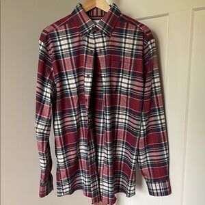 Southern Tide Red Plaid Button-Down Shirt, M